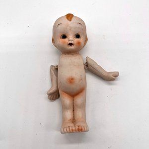 Vtg Atq? Bisque Porcelain Kewpie Boy Doll Movable Arms Standing 5"